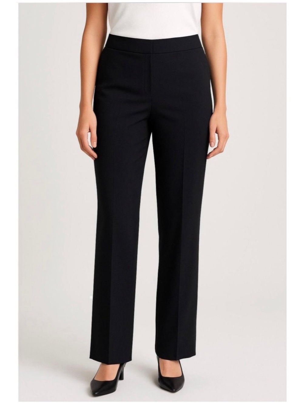 Talbots Women’s Sz 12 Petite NWT Black Classic Pant Straight Leg Ankle Stretch